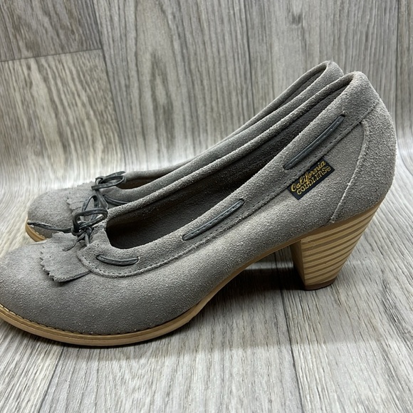 California Cobblers 1970s Suede wood Block Heel Pumps - Picture 5 of 13